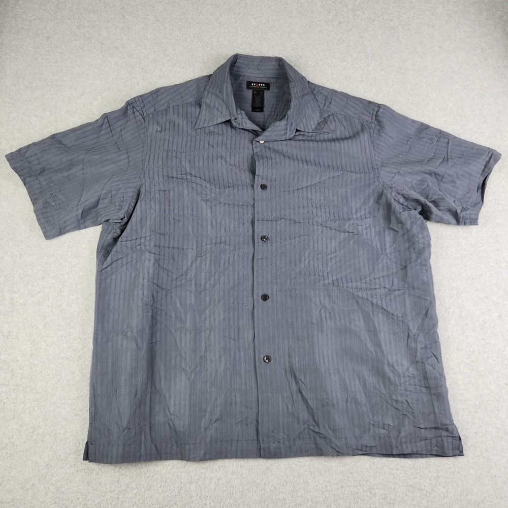 Axcess Casual Shirt Mens XL Gray Textured Stripe Short Sleeve Classic Button Up